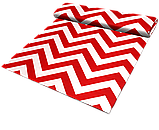 Комплект штор 2 шт. з натуральної бавовняної турецької тканини DUCK з червоними зигзагами на молочному тлі 1399v3, фото 2