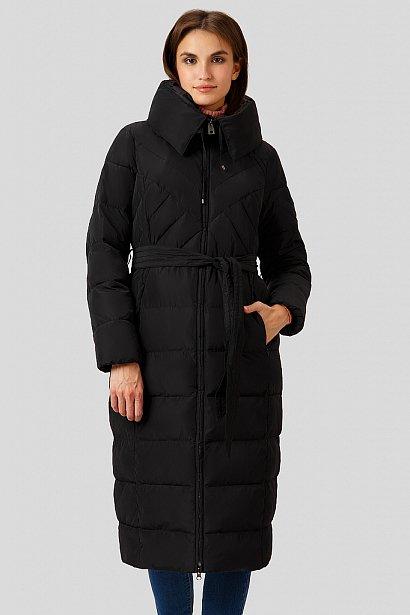 Довге зимове пальто з поясом Finn Flare W18-12010-200 чорне XS, фото 1