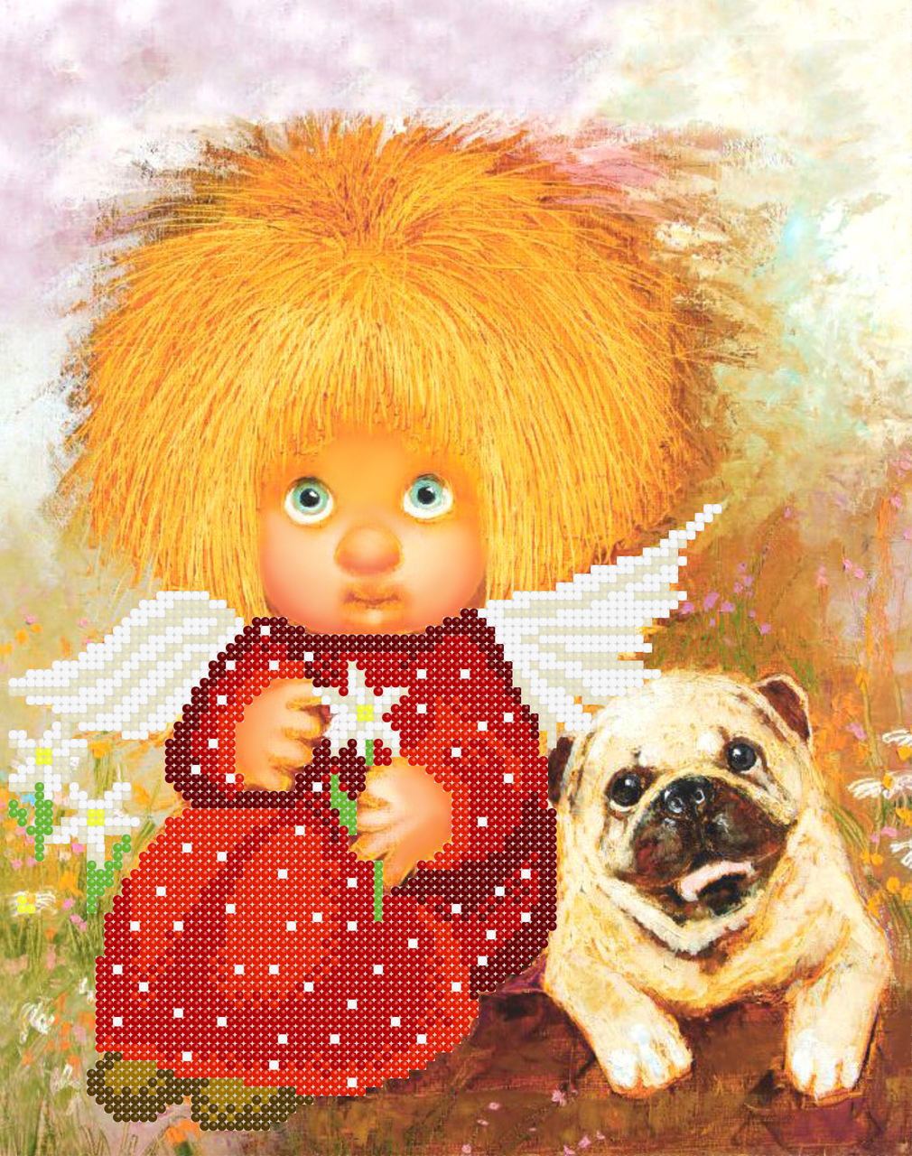 Ангел і маленький Друг Схема вишивки бісером, фото 1