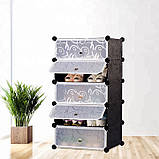 Шафа пластикова для взуття Storage Cube Cabinet А1-5 чорна для зберігання речей, іграшок, взуття с відділеннями, фото 4