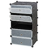 Шафа пластикова для взуття Storage Cube Cabinet А1-5 чорна для зберігання речей, іграшок, взуття с відділеннями, фото 3