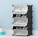 Шафа пластикова для взуття Storage Cube Cabinet А1-5 чорна для зберігання речей, іграшок, взуття с відділеннями, фото 2