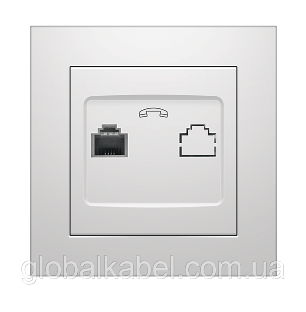 Розетка телефонна біла RTL-483, серія "ІДЕАЛ" ТМ "MARSHEL", фото 1