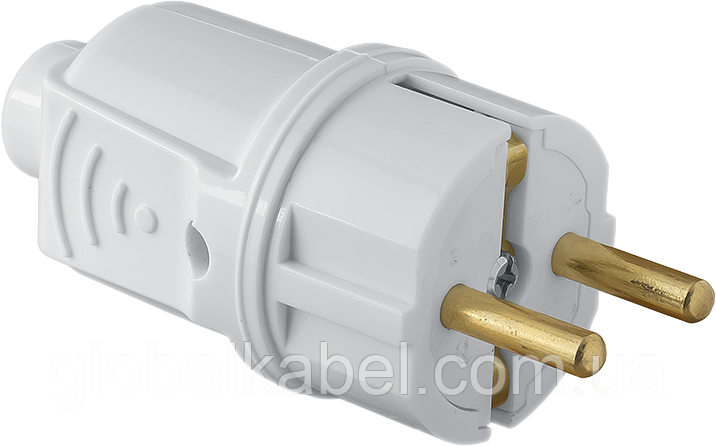 Вилка штепсельная с заземляющим контактом белая VL16-122,  ТМ "MARSHEL", фото 1