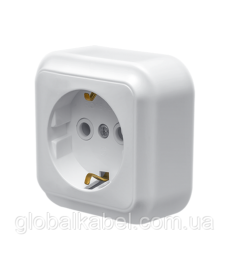 Розетка одномісна із заземленням біла RO16-239, серія "МАГЛЕВ" ТМ "MARSHEL", фото 1
