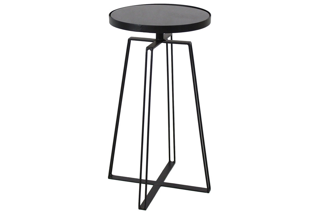 Столик металевий Треві зі стільницею із загартованого скла, 65см, колір - чорний ТОВАР ВІД ВИРОБНИКА