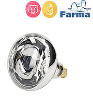 Лампа инфракрасная для обогрева 250Вт HardGlass, белая FARMA