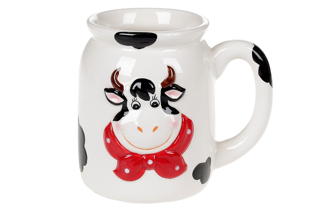 Кухоль керамічний 470мл з об'ємним малюнком Весела корівка ТОВАР ВІД ВИРОБНИКА