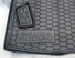 Килимок в багажник Skoda Kodiaq 7 місць, якщо третій ряд складний (Avto-Gumm) пластік+гума