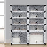 Шафа складаний пластиковий для взуття Storage Cabinet «А2-5С» Чорний, фото 3