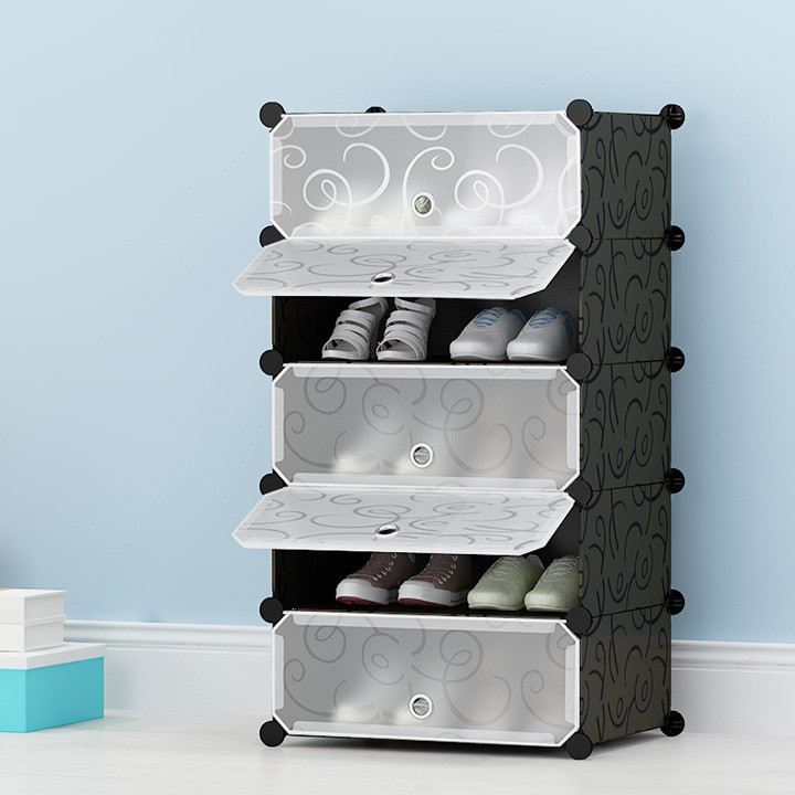 Шафа пластиковий для взуття Storage Cube Cabinet «А1-5 Чорний