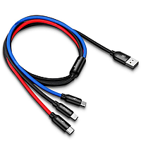 Кабель USB Baseus Three Primary Colors 3-in-1 Cable USB For M+L+T 3.5A 1.2 метра