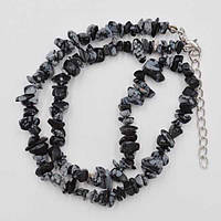 Буси зі снігового обсидіана 6х4 мм 45 см самородки