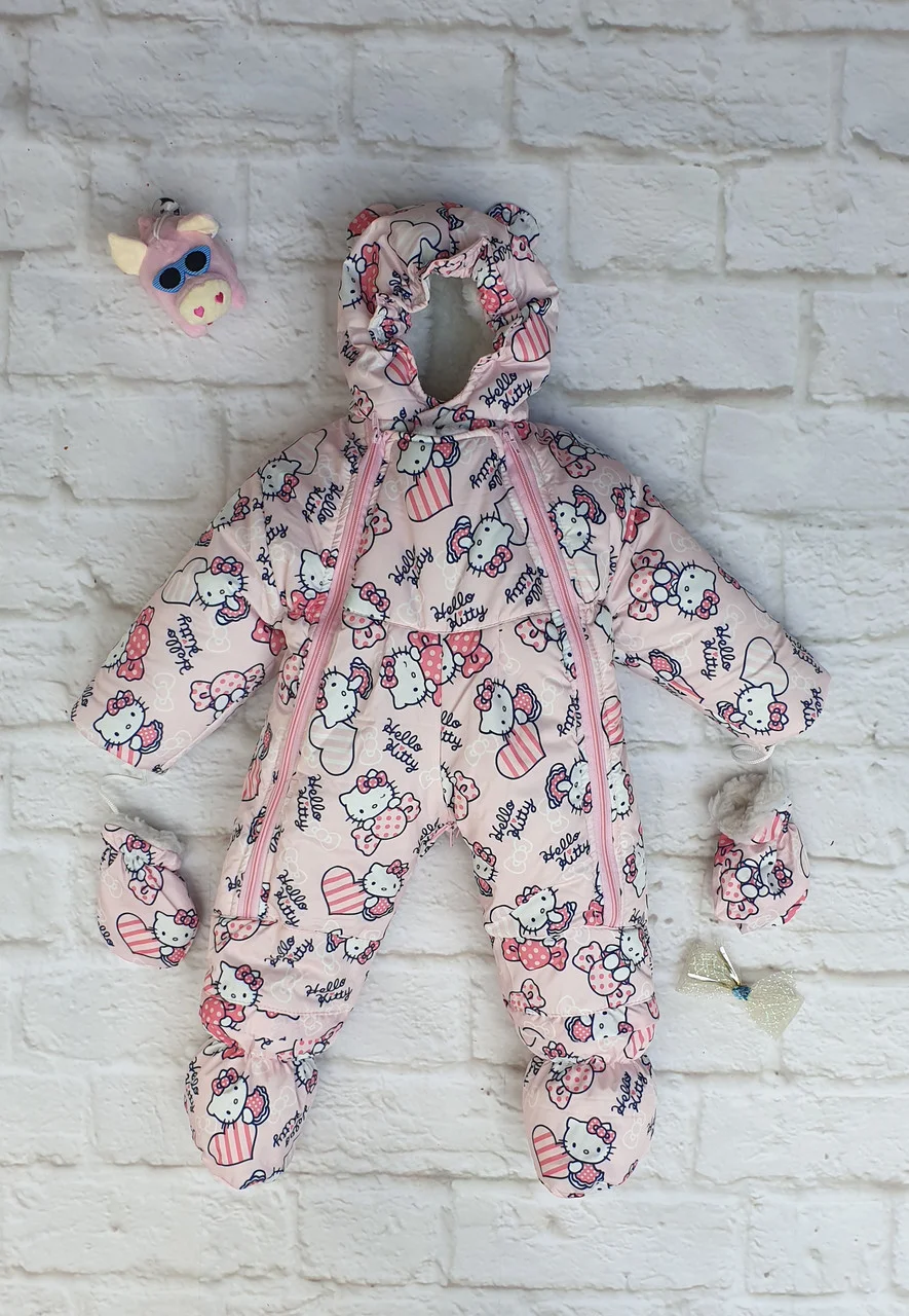 Дитячий зимовий комбінезон на синтепоні з овчиною, фото 1