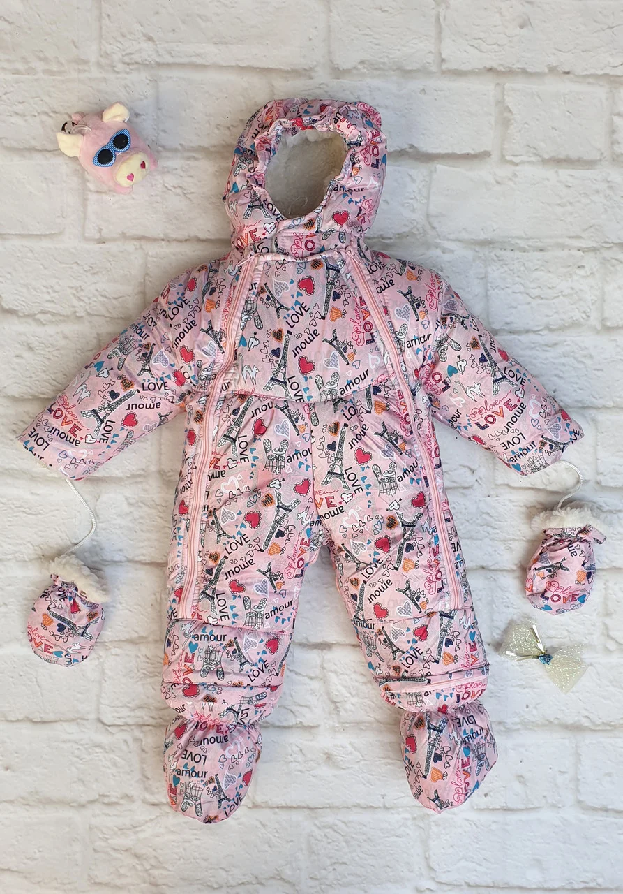 Дитячий теплий зимовий комбінезон з овчиною, фото 1