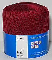 Нитки пряжа для в'язання бавовняна MAKI Victoria Маки Вікторія № 3855 - вишня