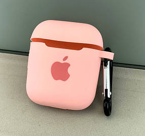 Чохол для AirPods silicone case з карабіном рожевий