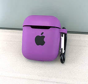 Чохол для AirPods silicone case з карабіном фіолетовий