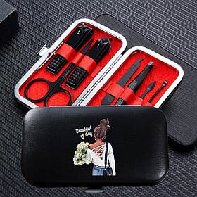 Манікюрний набір з 7 предметів у футлярі. Набір для манікюру і педикюру в чохлі (чорний)