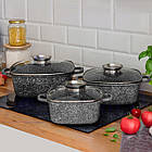 Набір каструль (казанів) 3.2/ 5.1/ 7.8 л з мармуровим покриттям, 6 предметів A-Plus 1491