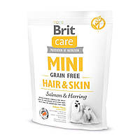 Корм сухой для собак миниатюрных пород Brit Care Mini GF Hair & Skin 400 г (лосось и сельдь)