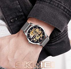 Чоловічий механічний годинник скелетон Skmei 9199