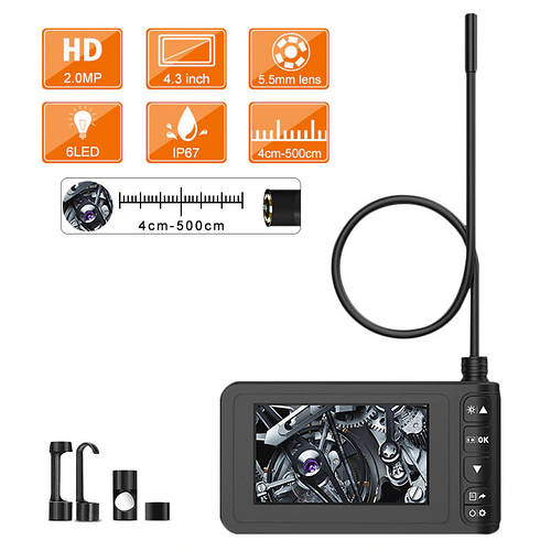 Эндоскоп сантехнический с дисплеем 4.3" INSKAM IN129-10, 5.5 мм диаметр ...