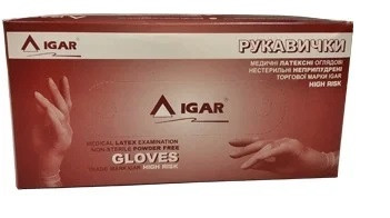 Рукавички латексні IGAR High Risk XL нестерильні непудровані (25 пар / уп) сині