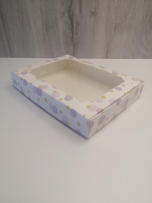 Коробка для пряників 150*200*30 горох фіолетовий