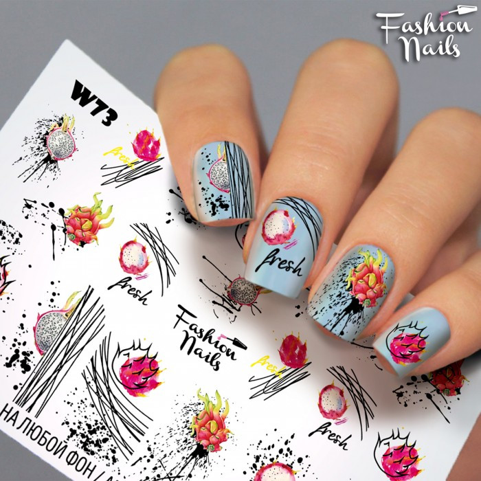 Наклейки водні для нігтів Фрукти Пітаї Fashion Nails - Слайдери водні наклейки ФРУКТИ Слайдер-дизайн Фрукти