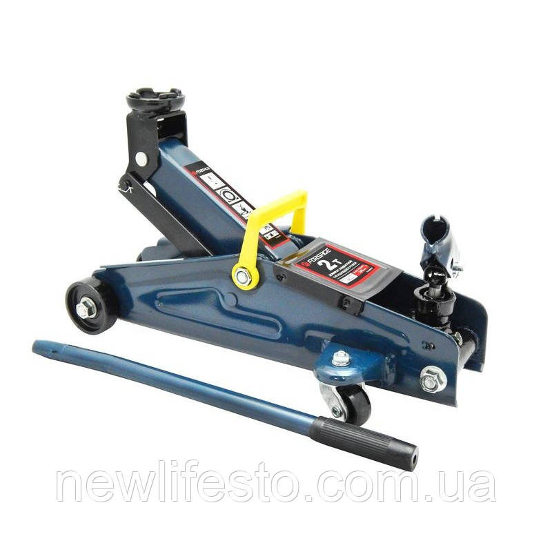 Домкрат підкатний 2 т з обертовою ручкою 180 градусів(h min 140мм, h max 340мм,вага 10 кг) в кейсі, фото 1