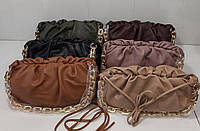 Женская сумка облако Bottega Veneta Боттега Венета со съемной цепью золото в цветах, модные брендовые сумки пудра