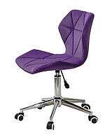 Стілець Torino Modern Office оксамит пурпур 1013 на хромованій базі з коліщатками, фото 3