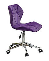 Стілець Torino Modern Office оксамит пурпур 1013 на хромованій базі з коліщатками, фото 4