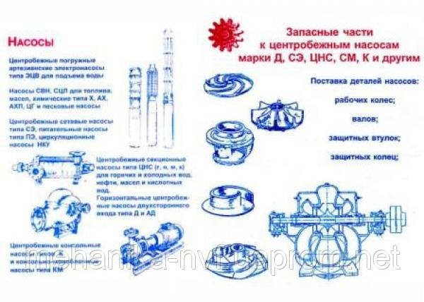 Запасні частини до насосів СД, СМ, Д, К, КМ