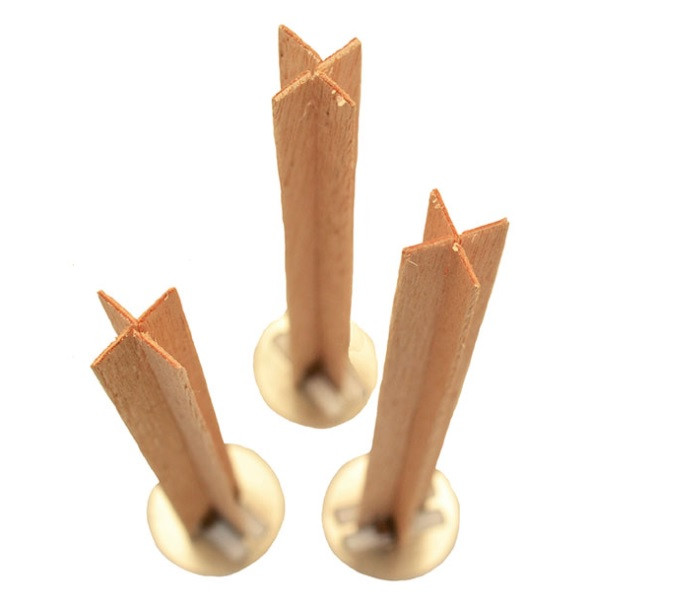 Хрестоподібний дерев’яний ґніт із металевою основою — 130×12 мм, набір 5 шт