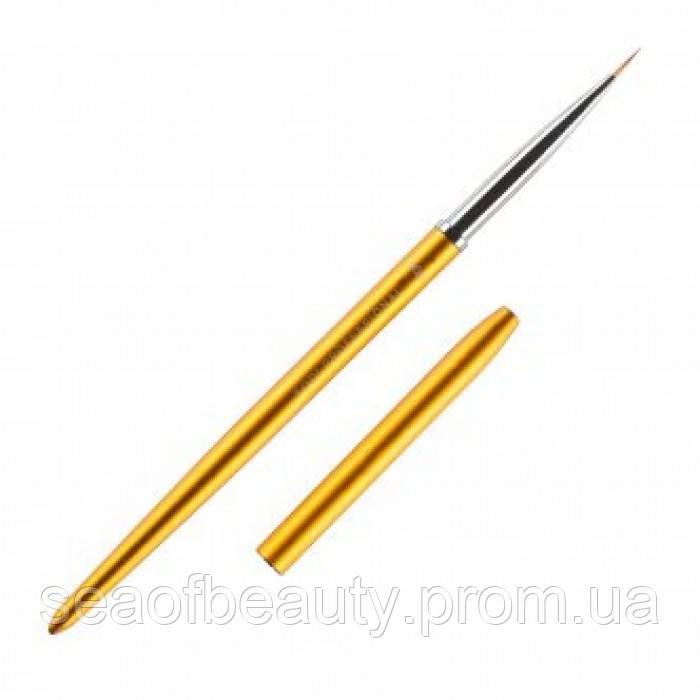 Пензель для розпису в тубусі No00/3 (нейлон, ручка: метал, акрил, колір: золото) KODI Professional