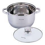 Каструля з кришкою Kamille 5л з нержавіючої сталі і порожнистими ручками для індукції і газу KM-4913, фото 3