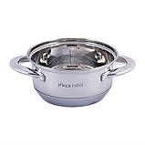 Каструля з кришкою Kamille 1.1 л з нержавіючої сталі і порожнистими ручками KM-5770, фото 2