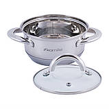 Каструля з кришкою Kamille 1.1 л з нержавіючої сталі і порожнистими ручками KM-5770, фото 4