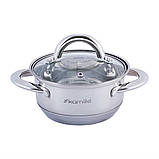 Каструля з кришкою Kamille 1.1 л з нержавіючої сталі і порожнистими ручками KM-5770, фото 5