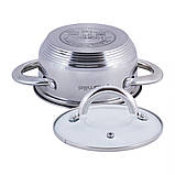 Каструля з кришкою Kamille 1.1 л з нержавіючої сталі і порожнистими ручками KM-5770, фото 6