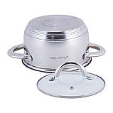 Каструля з кришкою Kamille 1.7 л з нержавіючої сталі і порожнистими ручками KM-5771, фото 4