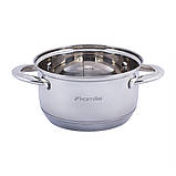 Каструля з кришкою Kamille 1.7 л з нержавіючої сталі і порожнистими ручками KM-5771, фото 5