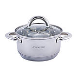 Каструля з кришкою Kamille 1.7 л з нержавіючої сталі і порожнистими ручками KM-5771, фото 7