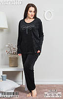 Комплект женской домашней одежды, (Кофта длинный рукав+штаны) велюр, VS (размер 3XL)