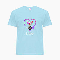 Детская футболка для девочек Лайк Котик (Likee Cat) (25186-1038) Голубой