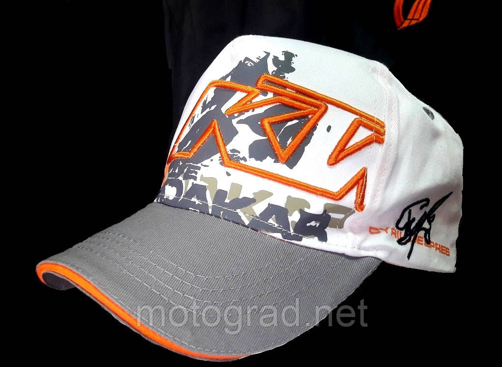 Бейсболка біла із сірим козирком KTM RACING 100% бавовна, фото 1