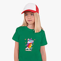 Детская футболка для девочек Лайк (Likee) (25186-1469) Зеленый 110