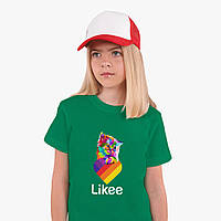 Детская футболка для девочек Лайк (Likee) (25186-1470) Зеленый 110